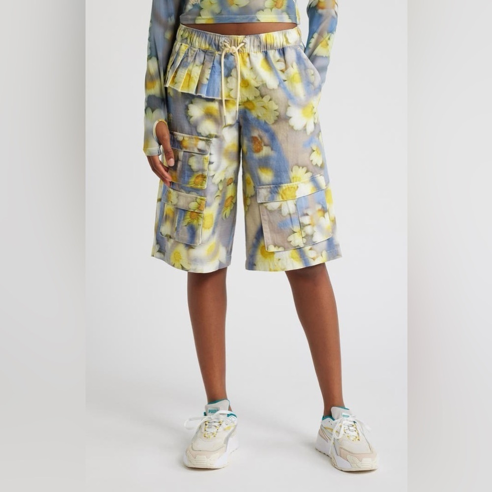 NWT PUMA x Collina Strada Floral Cotton Ripstop Cargo Shorts